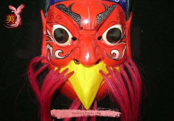 貴州 漢民族オペラ仮面 中国 ドラマ インテリア ウォール飾り 100% ウッド クラフト 民族アート＃123 2枚目の画像