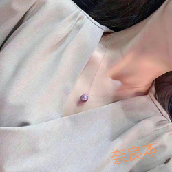 [母の日特集]紫真珠ネックレス 14mmk18真珠の首飾り 3枚目の画像