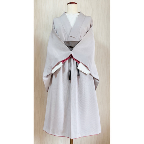 展示品　◇着物リメイク◇  セットアップ　道行　ブラウス・ベルト　チェック ◇着物リメイク◇ セットアップ 道行 ブラウス・ベルト付き チェック