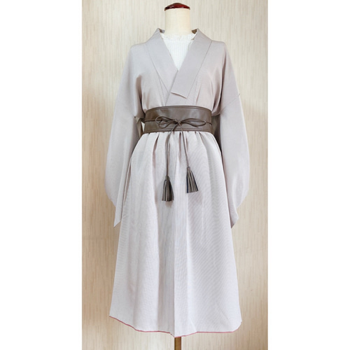 展示品　◇着物リメイク◇  セットアップ　道行　ブラウス・ベルト　チェック ◇着物リメイク◇ セットアップ 道行 ブラウス・ベルト付き チェック