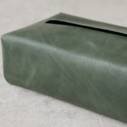 ふんわり柔らか革のボックスティッシュカバー（グリーン） 7枚目の画像