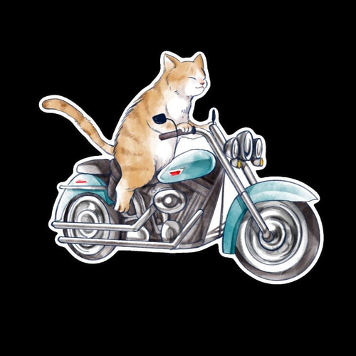 晴れやかブルー2022』ターコイズブルー色のハーレーに乗った猫