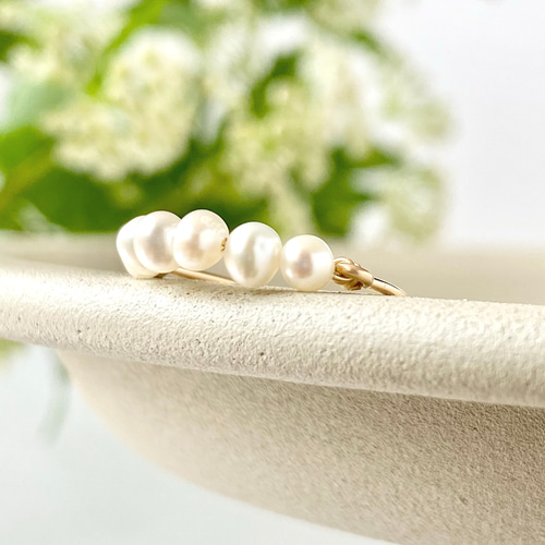 7mm淡水無核真珠⭐️豪華結婚式デザイン❣️パールピアス『りんりん手作』 7mm淡水無核真珠⭐️豪華結婚式デザイン❣️パールピアス