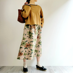 【即納】リネン アンティークフラワープリントのフレアスカート 4枚目の画像