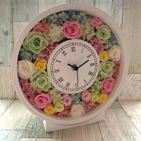 ◆オーダーメイド彫刻◆受注制作◆　プリザーブドフラワー 花時計　新築祝い　結婚祝い　両親贈呈品　記念日 予めご了承ください