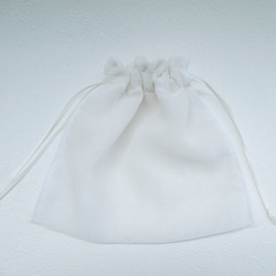 送料無料：シースルーのこきんちゃん：リネンライクな透ける生成りがキレイな一枚仕立ての軽やかな巾着 1枚目の画像