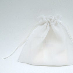 送料無料：シースルーのこきんちゃん：リネンライクな透ける生成りがキレイな一枚仕立ての軽やかな巾着 6枚目の画像