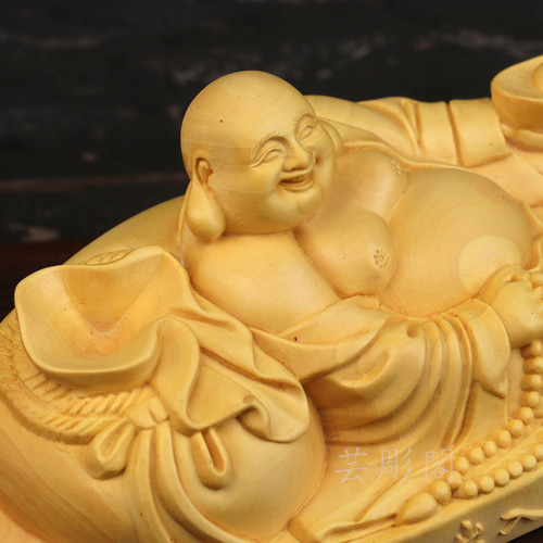 極上品 木彫仏像 布袋様 七福神 置物 精密彫刻 彫刻 芸彫閣 通販