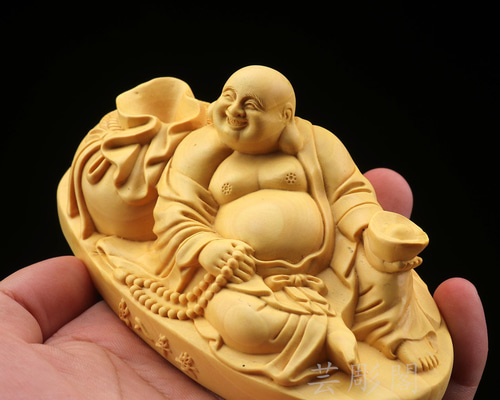極上品 木彫仏像 布袋様 七福神 置物 精密彫刻 彫刻 芸彫閣 通販