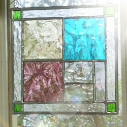 ステンドグラス アンティーク調 ローズガラスパネル(スタンド付