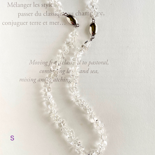 ロングにもなる！涼しげ水晶 ラフカットのネックレス＆ブレスレット