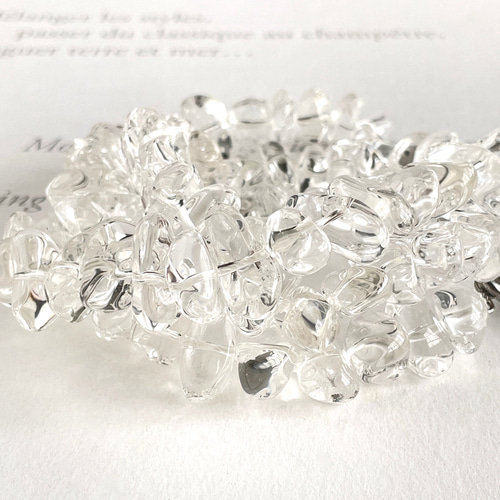 ロングにもなる！涼しげ水晶 ラフカットのネックレス＆ブレスレット