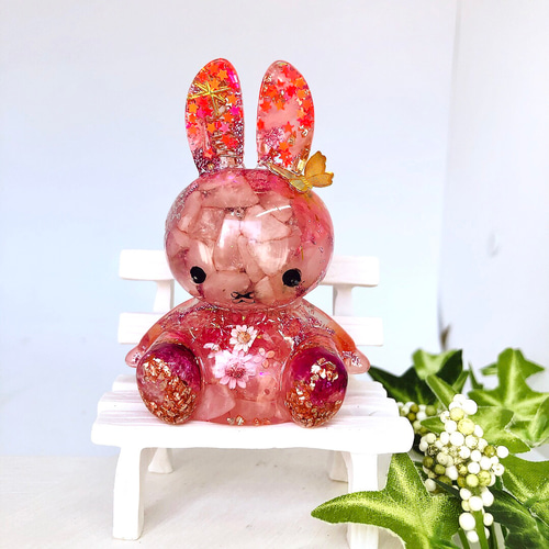 高波動】オルゴナイト うさぎ 置物 幸運の気を巡らす 天然石 風水