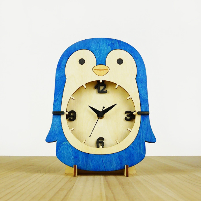 「ペンギン」木製置き掛け時計