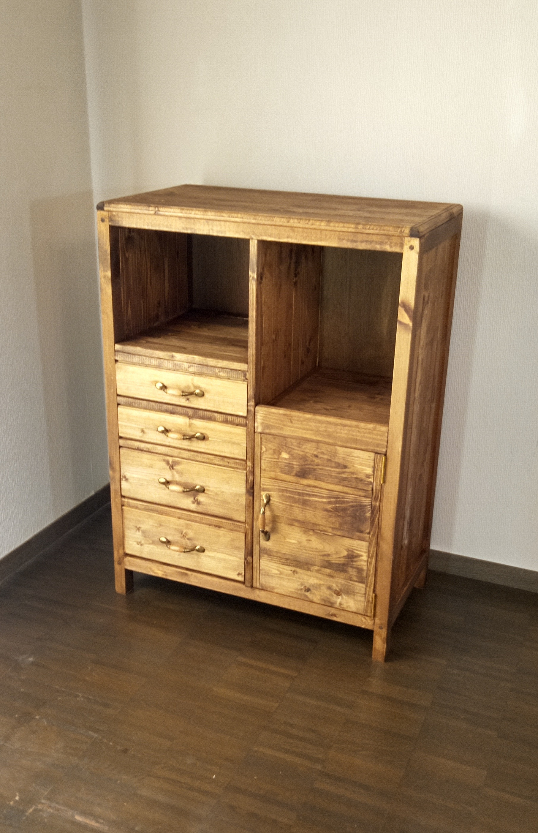 No65,【✴️毎日の主役】キッチンキャビネット、幅73cm高さ100cm奥行き40cm、天然無垢材