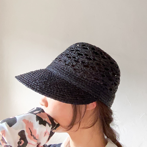 ☆オリエントミリナリー ラフィア透かし編みクロッシェハット