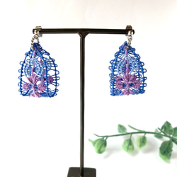 あじさい　糸のピアス/イヤリング　ニャンドゥティ  紫色の紫陽花　 11枚目の画像