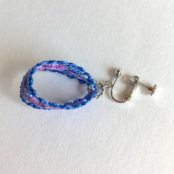 あじさい　糸のピアス/イヤリング　ニャンドゥティ  紫色の紫陽花　 17枚目の画像