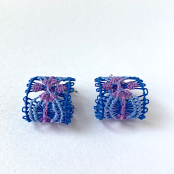あじさい　糸のピアス/イヤリング　ニャンドゥティ  紫色の紫陽花　 9枚目の画像