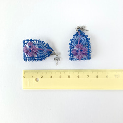 あじさい　糸のピアス/イヤリング　ニャンドゥティ  紫色の紫陽花　 13枚目の画像