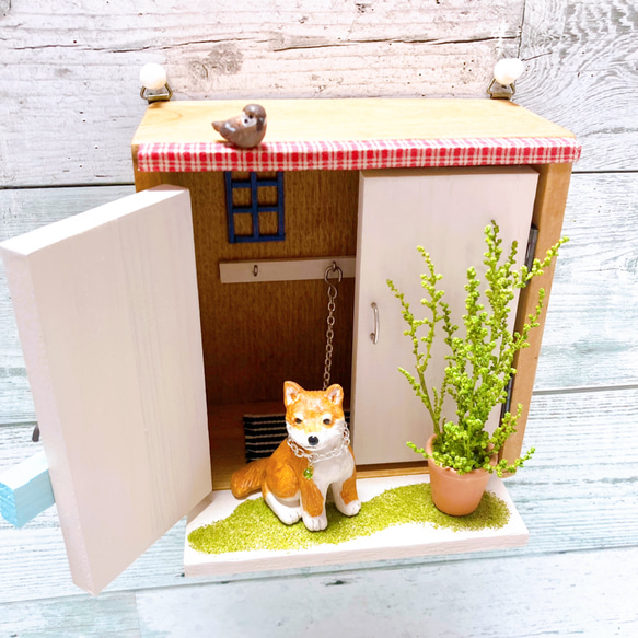 犬　選べます　わんちゃんのお家　ミニチュアインテリア　壁掛け　ミニチュアボックス　ミニチュア小物　木工 7枚目の画像
