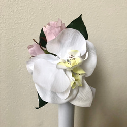 胡蝶蘭とピンクバラのブーケ＆ブートニア 8枚目の画像