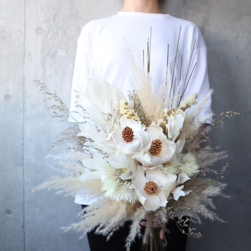 パームフラワーとパンパスグラスのブーケ♡ ドライフラワー  