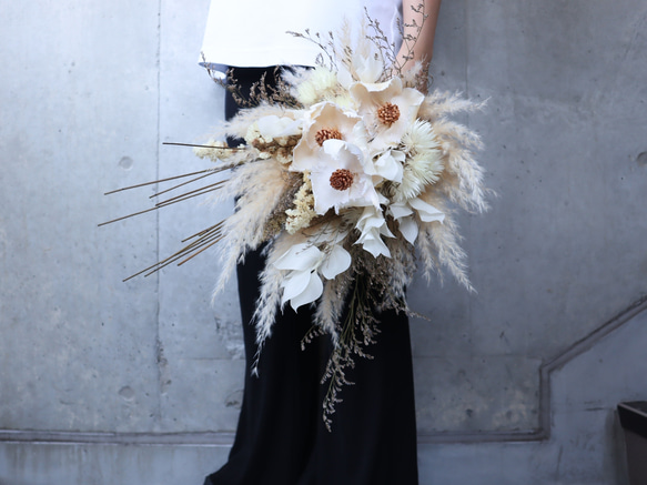 パームフラワーとパンパスグラスのブーケ♡ ドライフラワー