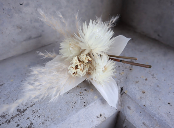 ドライフラワーブライダルブーケ パームフラワー ホワイト