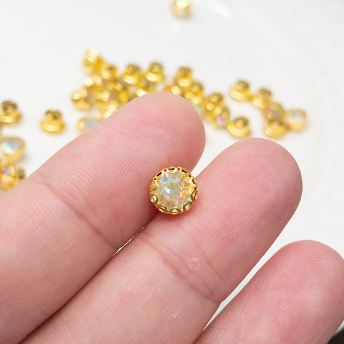 40個入り＊ ガラス ラインストーン 台座付 ビジュー 7x5mm クリアAB