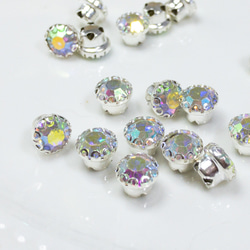 40個入り＊ ガラス ラインストーン 台座付 ビジュー 7x5mm クリアAB