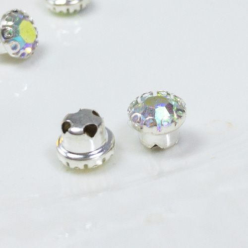 40個入り＊ ガラス ラインストーン 台座付 ビジュー 7x5mm クリアAB