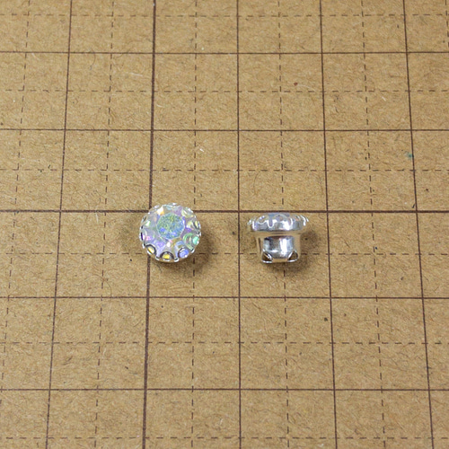 40個入り＊ ガラス ラインストーン 台座付 ビジュー 7x5mm クリアAB
