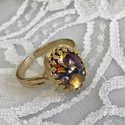 チェコスロバキア製 vintage glass アメジスト トパーズ色 ring（ゴールドカラー・フリーサイズ） 13枚目の画像