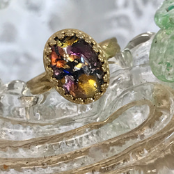 チェコスロバキア製 vintage glass アメジスト トパーズ色 ring（ゴールドカラー・フリーサイズ） 3枚目の画像
