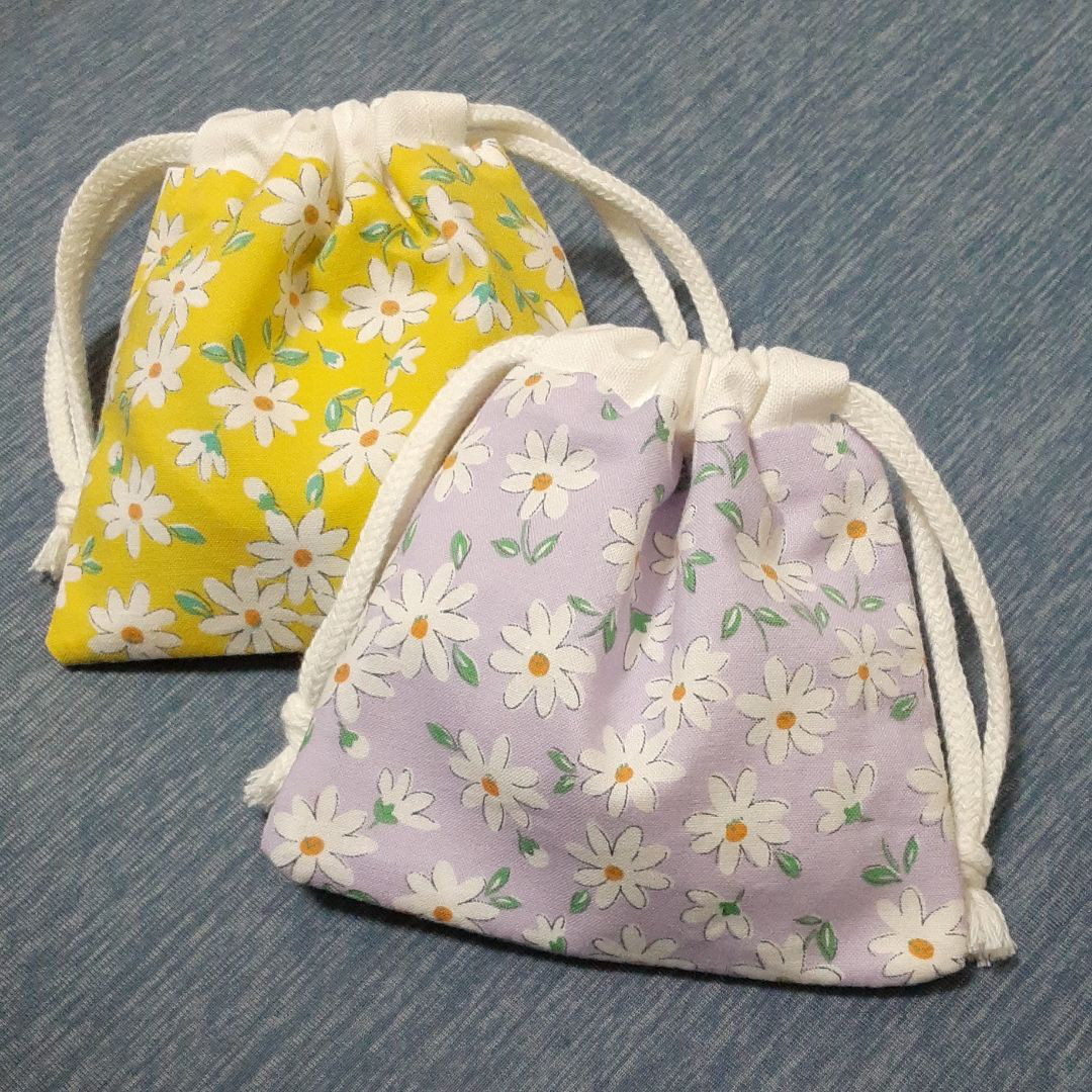 ミニ巾着袋(裏布付き) 2個セット 花柄 巾着袋 しーちゃんのお店