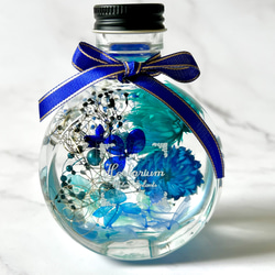 かっこいいエメラルド×ブルーの猫瓶ハーバリウム ハーバリウム・植物