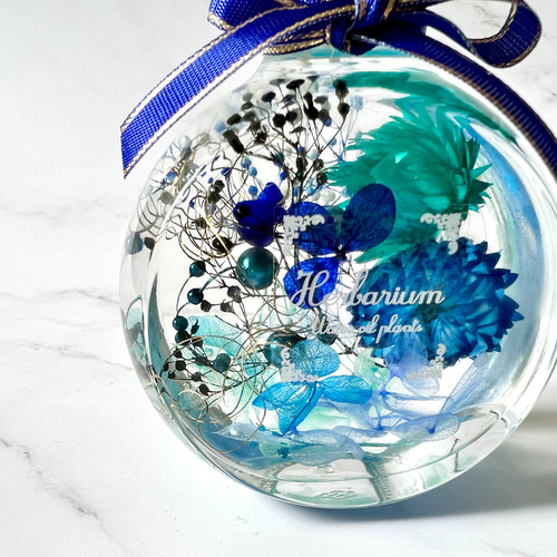 かっこいいエメラルド×ブルーの猫瓶ハーバリウム ハーバリウム・植物