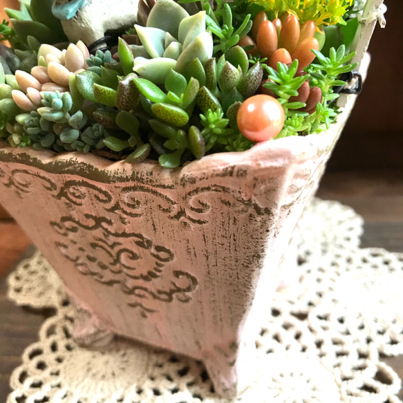 ココニイルヨ＊限定ver.∮多肉植物　寄せ植え∮セダム＊プレゼント＊ハンドメイド ピック＊箱庭＊わんこ＊母の日＊父の日 8枚目の画像