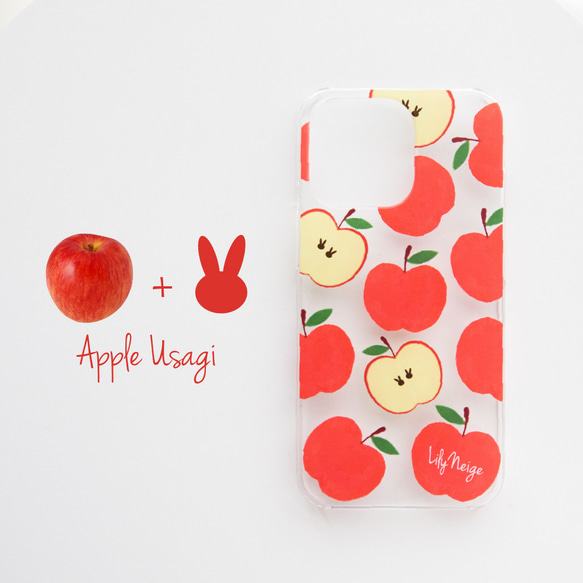リンゴ うさぎ　スマホケース　スマホカバー　Android iPhone ケース 1枚目の画像