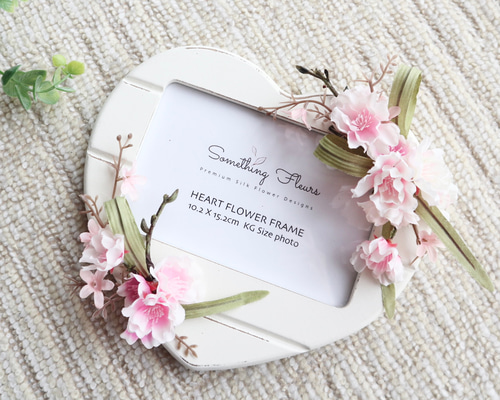 ラッピング付き】フラワーハートフォトフレーム（桜） アートフラワー