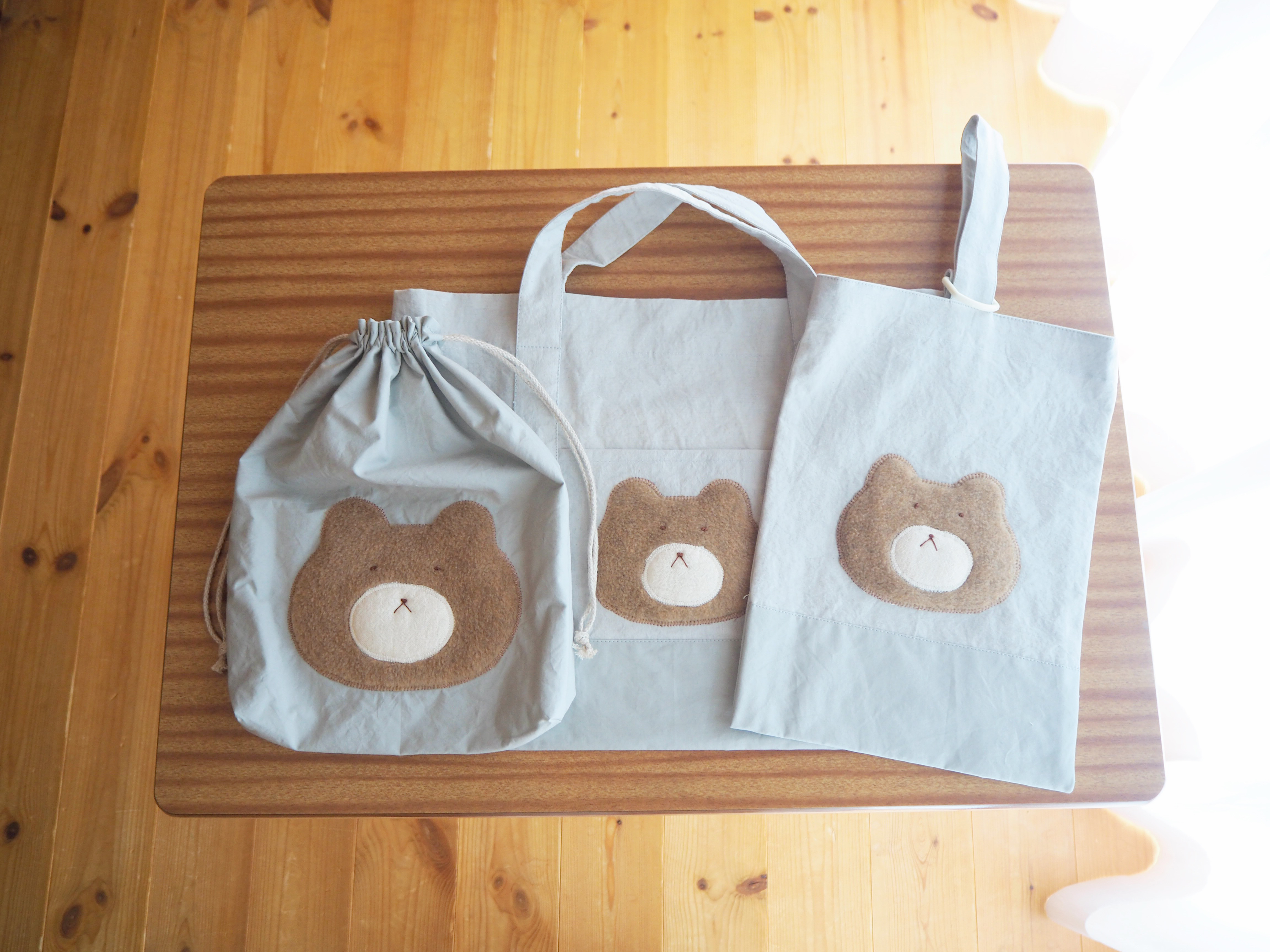 ふわふわくまさん✳︎ぬくもりの入園入学セット（水色）