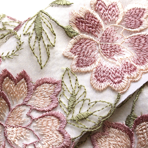 ◇レース半襟・半衿【牡丹と花唐草】 和装小物（帯・半襟） uzuz works