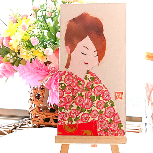 和紙 ちぎり絵 (読書美人後姿) 和紙 ちぎり絵 (読書美人後姿)