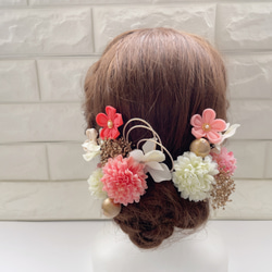 ピンク*金 ピンポンマム❁ つまみ細工小花 ❁﻿成人式 振袖 髪飾り 6枚目の画像