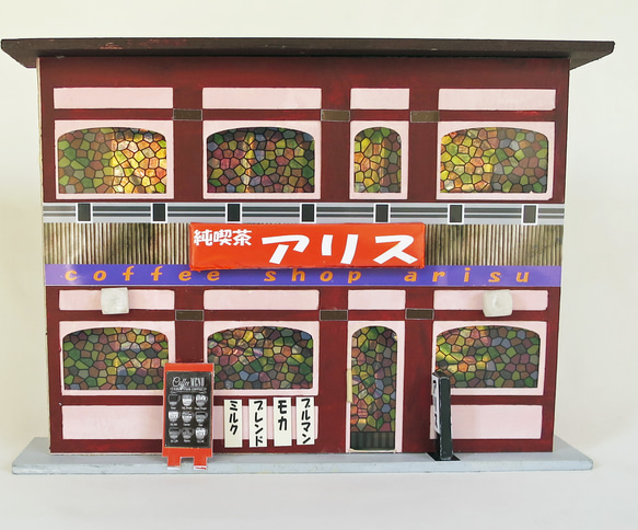「電飾カフェ」J　ステンドグラス　完成モデル　ジオラマ　ミニチュア　 10枚目の画像