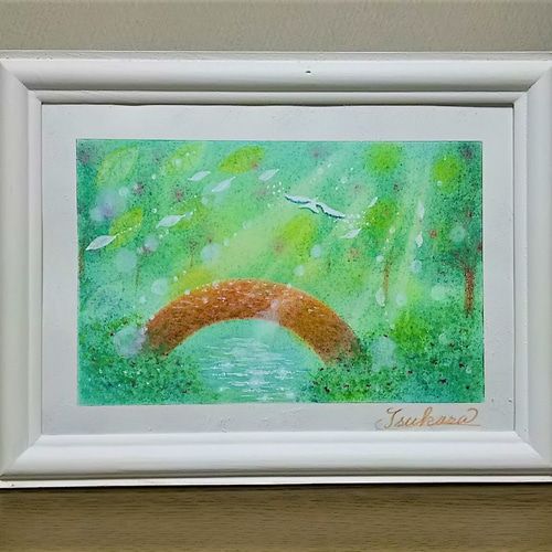 パステルアート 朝の森と希望の木漏れ日 パステル画原画 絵画