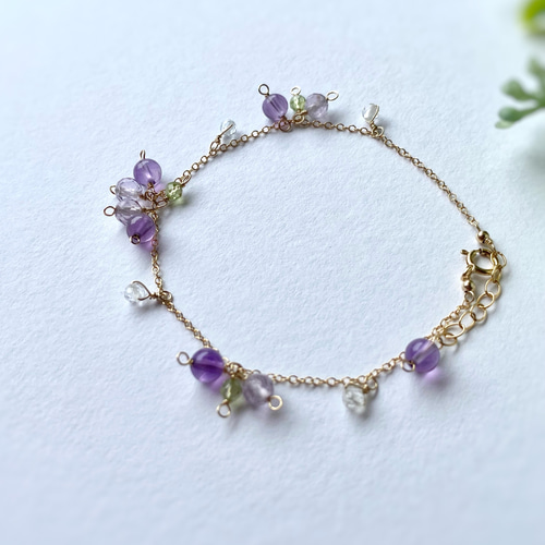 希少！14kgfパープルカルセドニーブレスレット