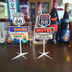 ルート66 ダイナー ビール バーガー サインポール アメリカン雑貨 ミニチュア 看板 置物 雑貨 3D造形置物 5枚目の画像