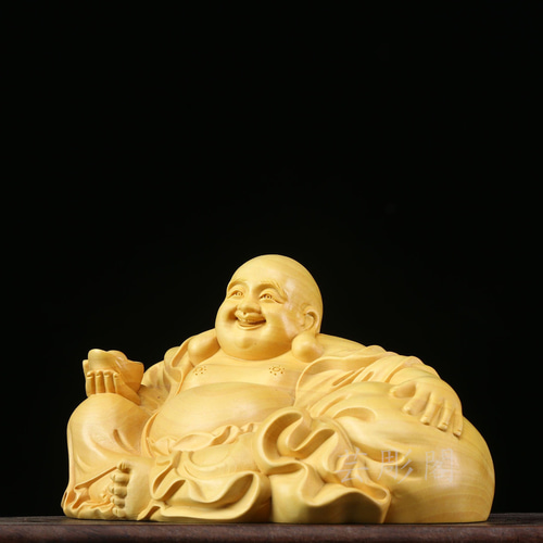 仏教美術 香木 白檀彫刻 布袋像 仏像 置物 V R5123